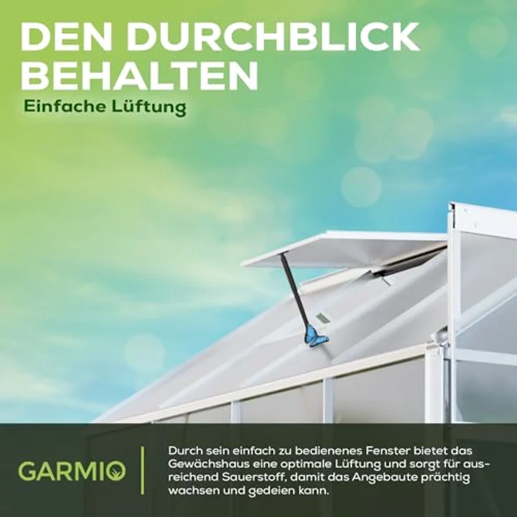 GARMIO® Gewächshaus Neapel 250x190cm Alu Frühbeet, 2 Dachfenster Treibhaus Tomatenhaus 4,75m² UV-Schutz – Bild 5