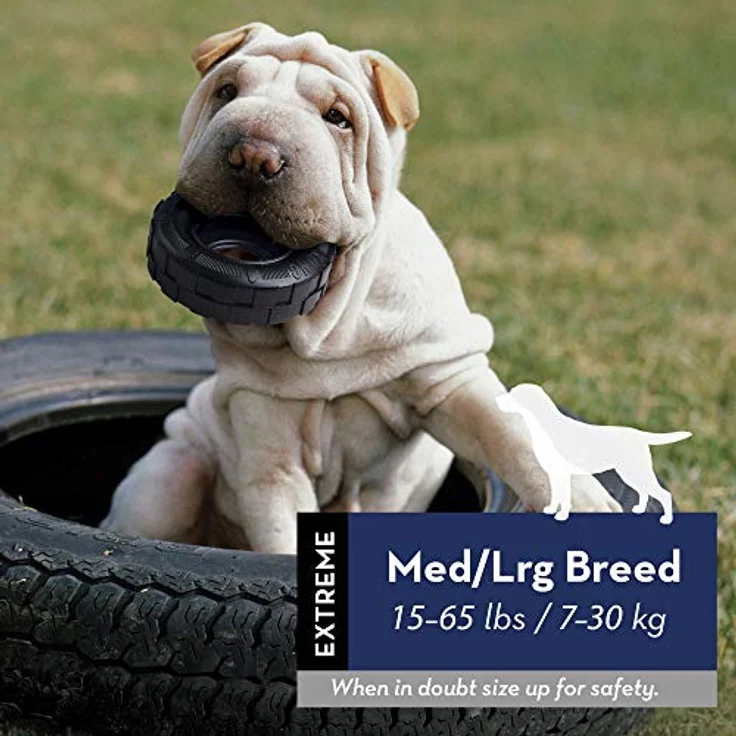 KONG – Tires – Kauspielzeug und Leckerlispender aus Robustem Kautschuk für Besonders Kräftiges Kauen – Für Mittelgroße/Große Hunde – Bild 2