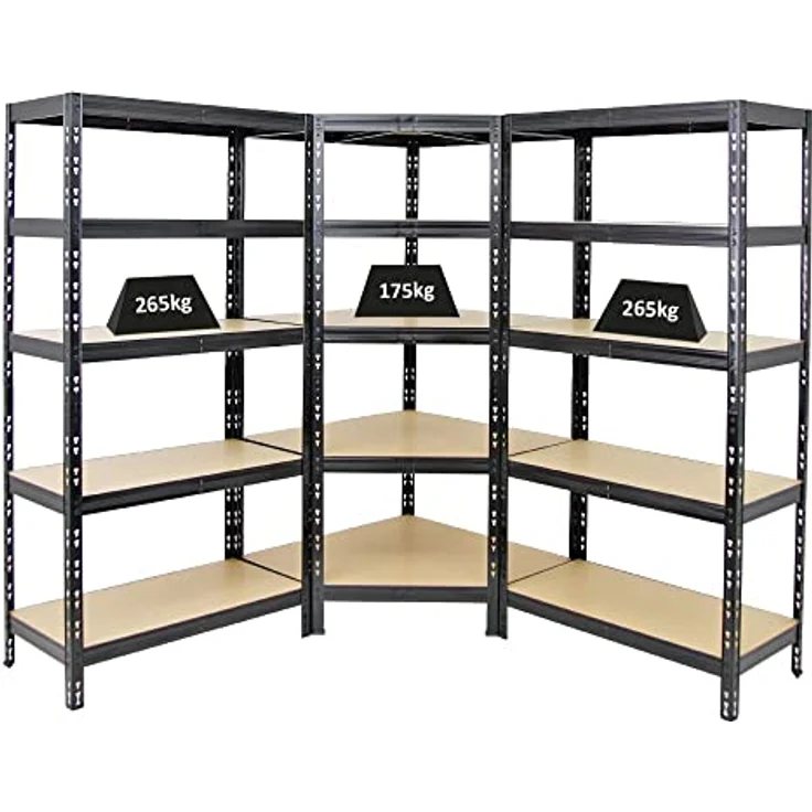 PROREGAL Mega Deal Tiger Black Eckregal + 2X Schwerlastregal 180x90x45cm Schwarz mit Fachlasten 175 + 265 kg - Regalsystem Steckregal Lagerregal Werkstattregal – Bild 1