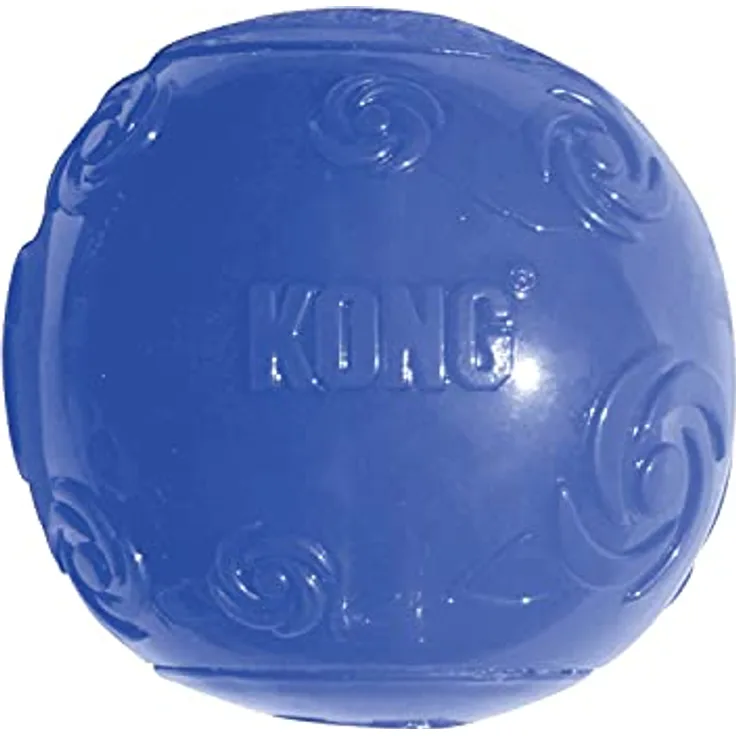 KONG – Squeezz Ball – Robustes Quietschspielzeug, Springt und Quietscht bei Perforierung (Farbvar.) – Für Mittelgroße Hunde
