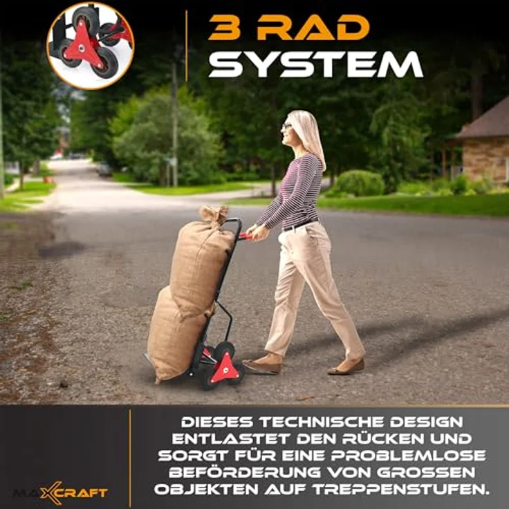 MAXCRAFT Treppenkarre bis 150 kg - 6 Räder, Schwarz – Bild 8