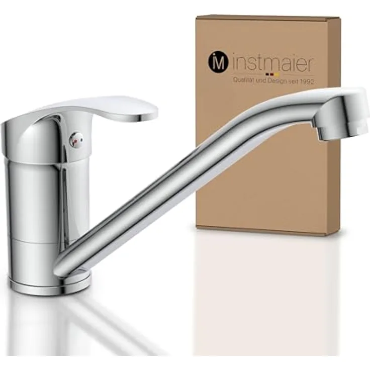instmaier Spültischarmatur K1, 360° schwenkbarer Hochdruck-Wasserhahn mit Keramikkartusche und neoperl Mischdüse, Chrom