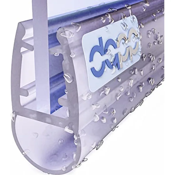 DQ-PP Duschdichtung 100cm, Transparent, Dichtung für 6mm – 8mm Glassstärke, Wasserabweisprofil und Schwallschutzleiste