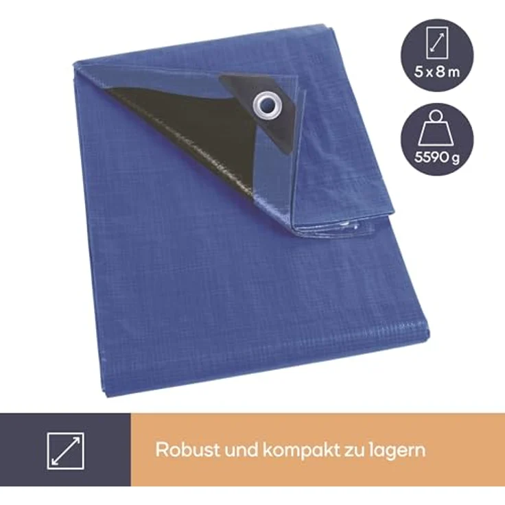 Perel 140-0508 Abdeckplane Super Stark, Blau-Schwarz, 5 x 8 m – Bild 6