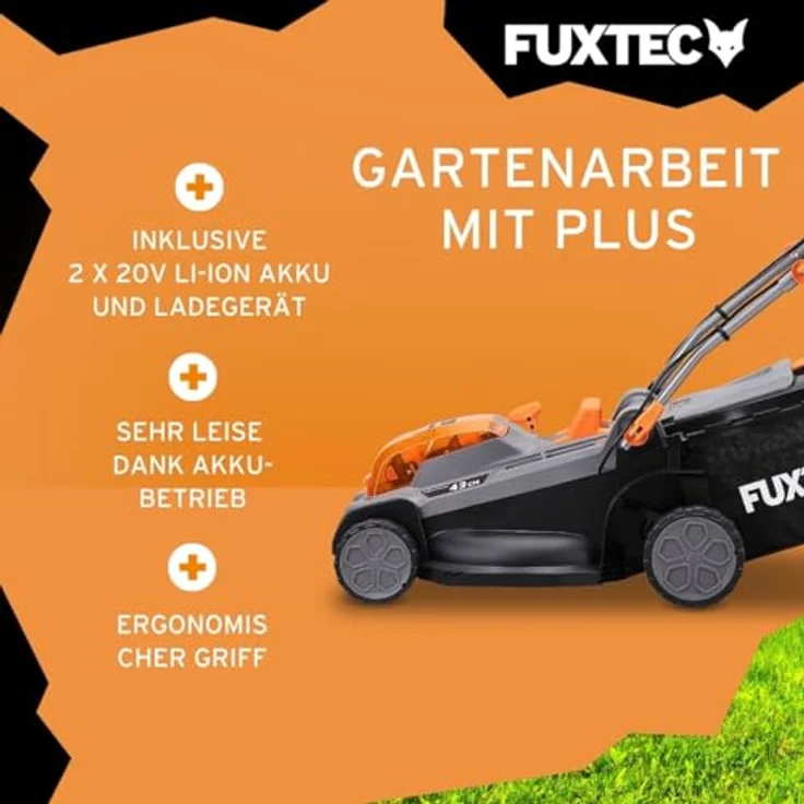 FUXTEC FX-E2RM43PRO Akku-Rasenmäher 40V (2x20V) mit 2x5Ah Akku & Ladegerät, Radantrieb, 43 cm Schnittbreite, 3-in-1 Mulchfunktion – Bild 4
