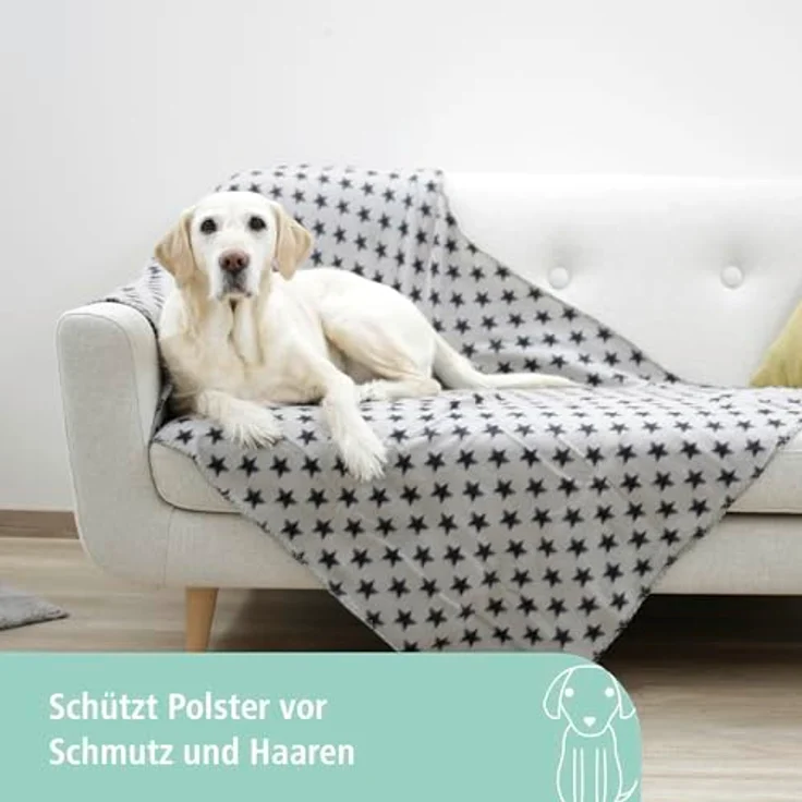 Kerbl Hundedecke Stella, leichte Fleece-Decke mit Sternenmotiv, L x B 140 x 100 cm, ideal für Hunde und Katzen – Bild 2