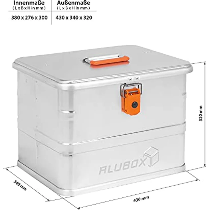 ALUBOX Werkzeugkoffer Motorradkoffer Outdoor Transportkiste (35 Liter) - Robuste Alukiste für Motorrad und Fahrrad, spritzwassergeschützt, stabile Aluminiumkonstruktion – Bild 3