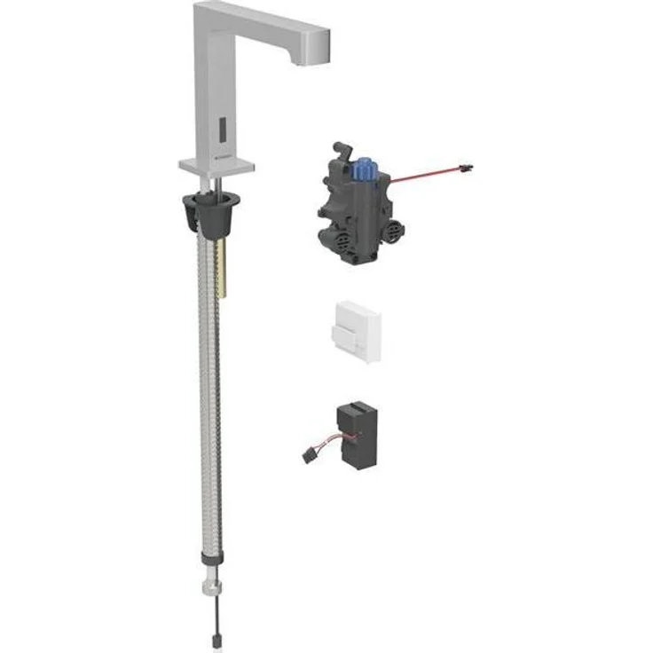 Geberit Brenta Waschtischarmatur, 195mm Ausladung, mit Thermostatmischer und Infrarotsensor, Netzbetrieb, für UP-Funkt