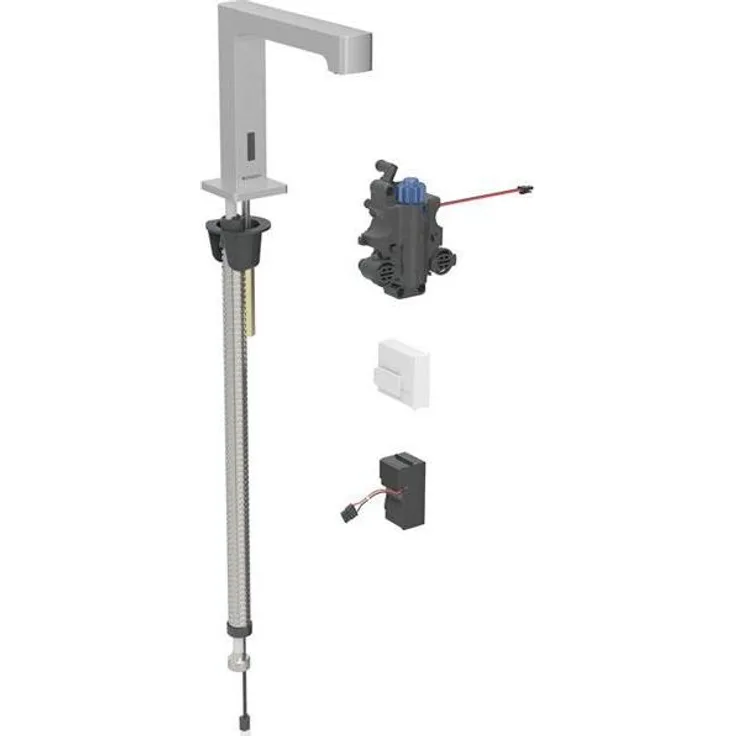 Geberit Brenta Waschtischarmatur, 195mm Ausladung, mit Thermostatmischer und Infrarotsensor, Netzbetrieb, für UP-Funkt