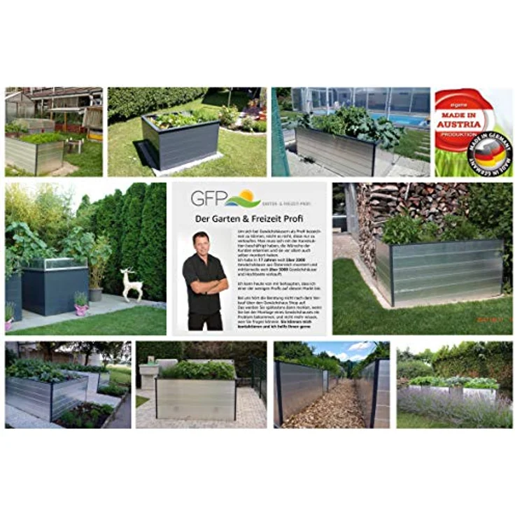 GFP Hochbeet Kräuter-Gemüse-Beet Aluminium Christina - 119x99x77cm formstabil und witterungsbeständig mit Aluminium-Hohlkammerprofilen - Made in Austria – Bild 5