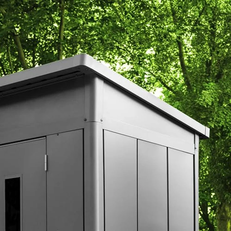 GFP Primeyard Gerätehaus Metall Gartenhaus 180x158x231 cm Geräteschuppen Pultdach anthrazit, feuerverzinktes Stahlblech, hohe Stabilität – Bild 4