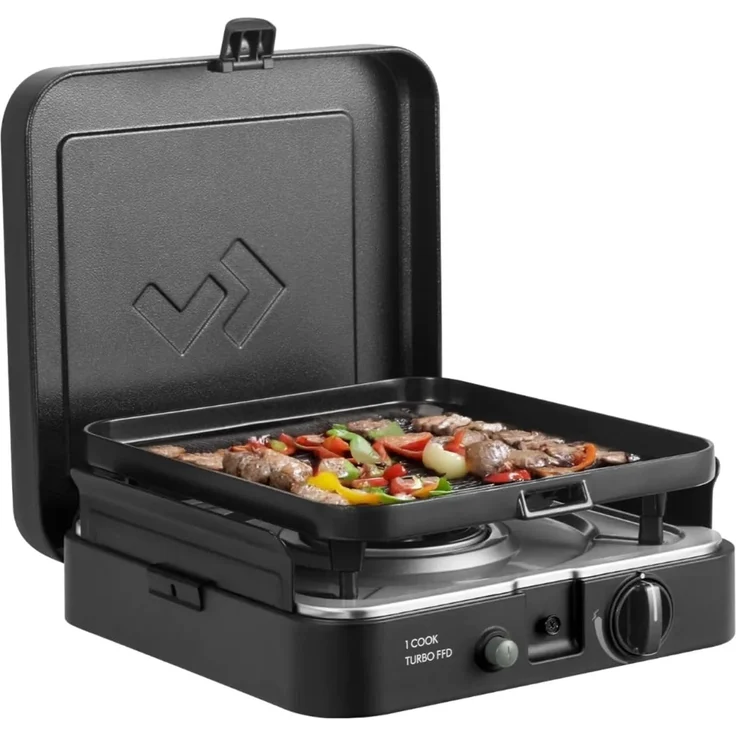 Cadac '1-Cook Turbo FFD' Flat Grill Plate, 50mbar, BBQ Gasgrill, Schwarz, 27,5 x 29 x 9 cm