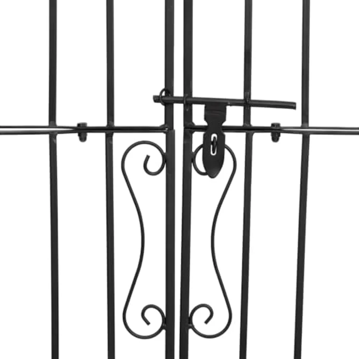 vidaXL Gartentor, Schmiedeeisen, schwarz, abschließbar, elegantes Design – Bild 6