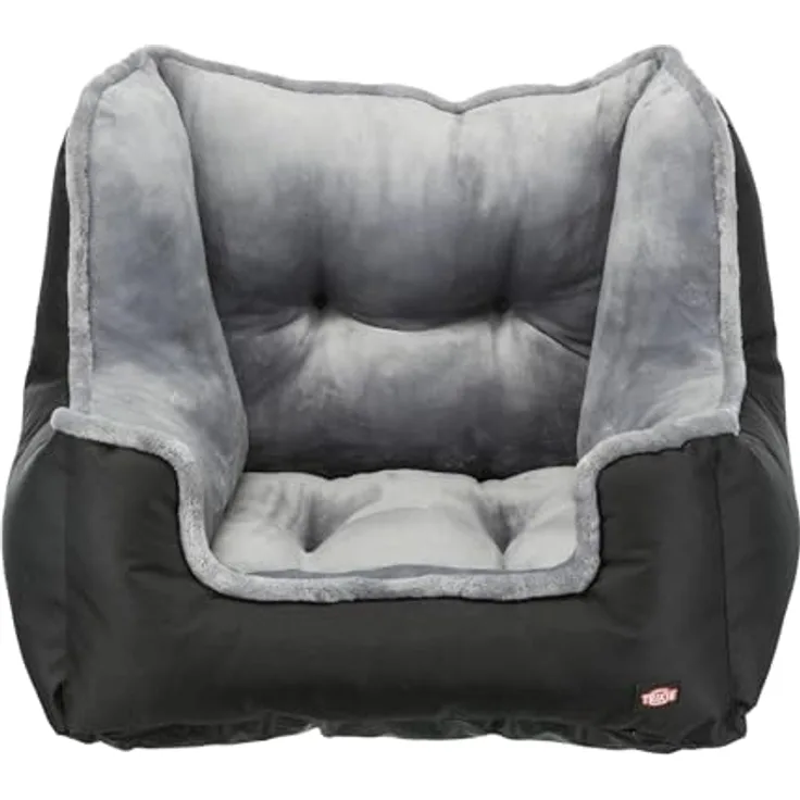 TRIXIE Tier-Autoschondecke, Autositz/Reisebettchen mit weicher Polsterung, schwarz/grau, Maße 50 x 40 x 50 cm