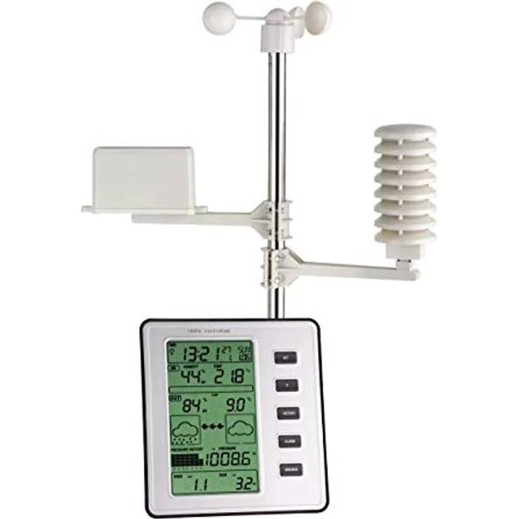 TFA Stratos, Funk-Wetterstation mit Wind- und Regenmesser, Weiss – Bild 1