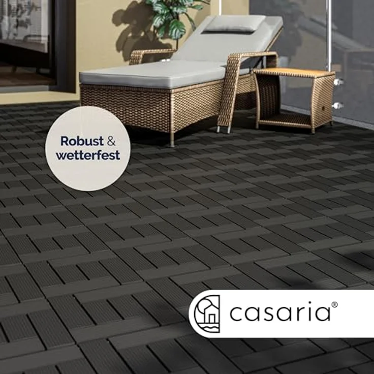 Casaria WPC Fliesen 66x Mosaik Anthrazit Holzfliesen 30x30cm – Bild 9