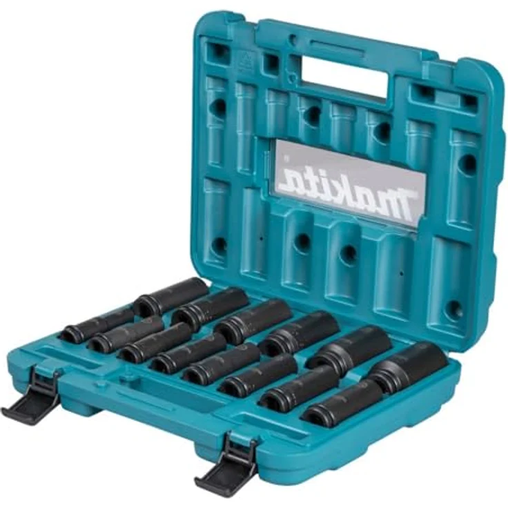 Makita Bit- und Steckschlüsselset E-16586, 14-teilig im Koffer, Impact Black, Außenvierkantaufnahme 1/2" – Bild 1