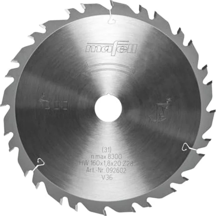 Mafell Hartmetall Sägeblatt GT 160 x 1,2/1,8 x 20 mm - 28-7 Zähne - Ersatzblatt für MT 55 Tauchsäge