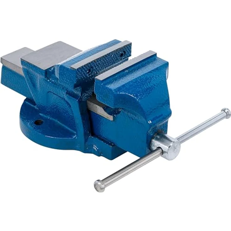 BGS 58255 Parallel-Schraubstock, 80 mm Spannbacken, Ambossfläche, gehärtete Backen, vorgebohrte Löcher, blau – Bild 1
