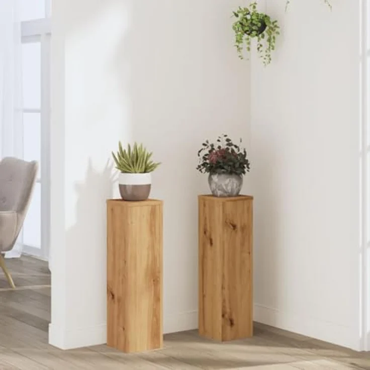 vidaXL Blumenständer Pflanzenständer 2 Stk. Artisan-Eiche 17x17x60 cm Holzwerkstoff (2 St) – Bild 2