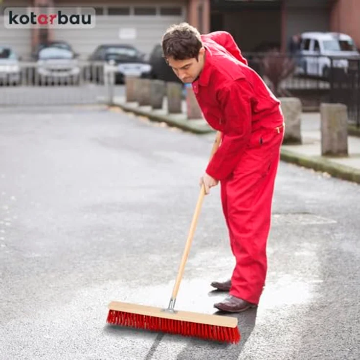 KOTARBAU® Straßenbesen 65 cm, Industriebesen mit harten Nylonborsten, ideal für Innen- und Außenbereich, robust und feuchtigkeitsbeständig, natürliche Holzausführung – Bild 2