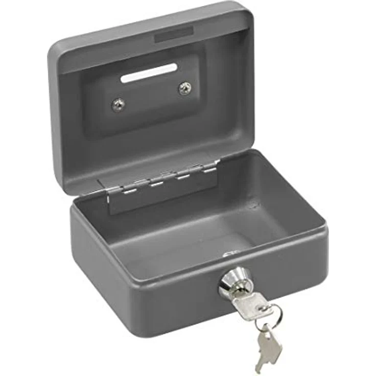 ARREGUI Elegant C9006 Geldkassette aus Stahl | Geldbox | 12,5 cm breit | Abschließbare Kasse mit Einwurfschlitz | Kleine Geldkassette mit Schlüssel | Geldkasse | grau – Bild 3