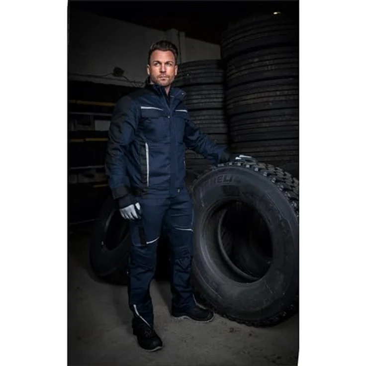 Leibwächter Arbeitsjacke Flex-Line Herren Arbeitsjacke, Reflektoren, Verstellbarer Jackensaum, Belüftungsösen, Schwarz – Bild 4