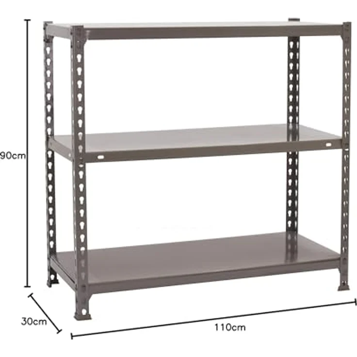 Simonrack Simonclick Metallregal Ecoclick SuperPlus, 90 x 100 x 30 cm, 3 Böden, Traglast 70 kg pro Boden, Stecksystem, Grau – Bild 2