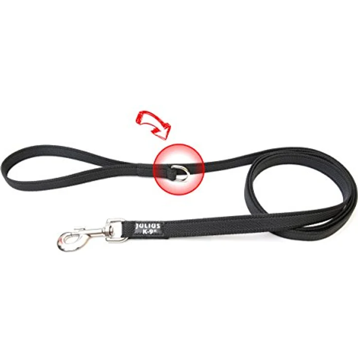 JULIUS K-9 IDC Color & Gray gumierte Leine, strapazierfähiger Textilstoff, 20 mm x 1,8 m, Schwarz-Grau – Bild 2