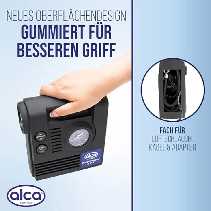 alca® Auto Kompressor mini 3in1 mit Licht, elektrische Luftpumpe 12V, 21 bar, Zigarettenanzünder – Bild 5