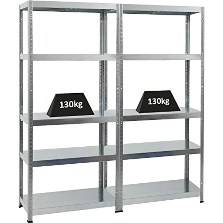 PROREGAL Mega Deal 2er-Sparset Metallregal Steel Eagle 180x80x40cm Fachlast 130kg Verzinkt Schwerlastregal, Küchenregal, Kellerregal, Steckregal, Garagenregal, Lagerregal - PROREGAL, Hohe Traglast 130kg pro Ebene, 5 Ebenen, Made in EU, 5 Jahre Garantie – Bild 1