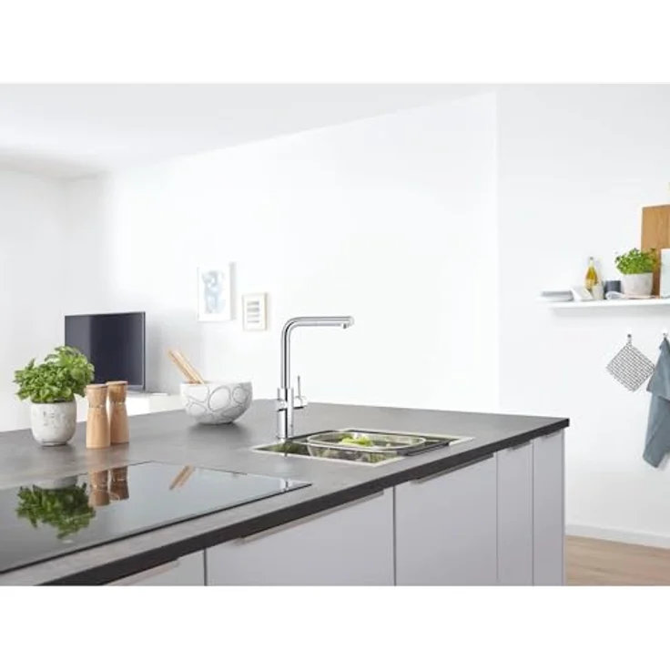 Grohe Blue Home Starterkit, Spültischarmatur mit L-Auslauf, herausziehbar, Edelstahl-Chrom, App-Steuerung, 3L/h sprudelndes Wasser – Bild 17