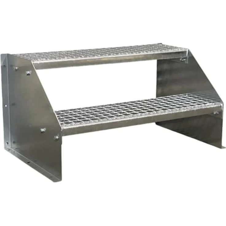 SRM Design 2 Stufen Standtreppe Modell 1, verzinkt, rutschfeste Trittflächen, Breite 70 cm, Höhe 42 cm ohne Geländer – Bild 1