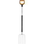 Fiskars Xact Spatengabel, 120 cm, 4 Zinken für harte Böden, Qualitätsstahl-Zinken, Glasfaserverstärkter Kunststoff-Stiel, Schwarz/Orange, 1070716
