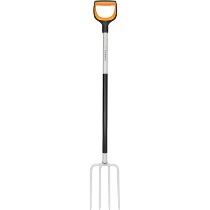 Fiskars Xact Spatengabel, 120 cm, 4 Zinken für harte Böden, Qualitätsstahl-Zinken, Glasfaserverstärkter Kunststoff-Stiel, Schwarz/Orange, 1070716 – Bild 1