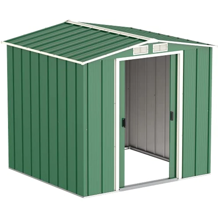 Duramax ECO 6 x 6 (3.33 m²) Metallgerätehaus, feuerverzinktes Metall gerätehaus - Geräteschuppen, verstärkte Dachkonstruktion, wartungsfreier und wetterfester Metallschuppen, Grün – Bild 2