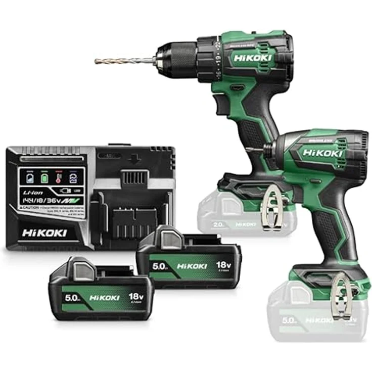 HIKOKI Akku-Combo-Kit, KC18WCZ (1 Akku Schlagschrauber 1/4" WH18DE, 175 Nm, 1 Akku Schlagbohrschrauber DV18DE, 70 Nm, 18V, Brushless) – Bild 1