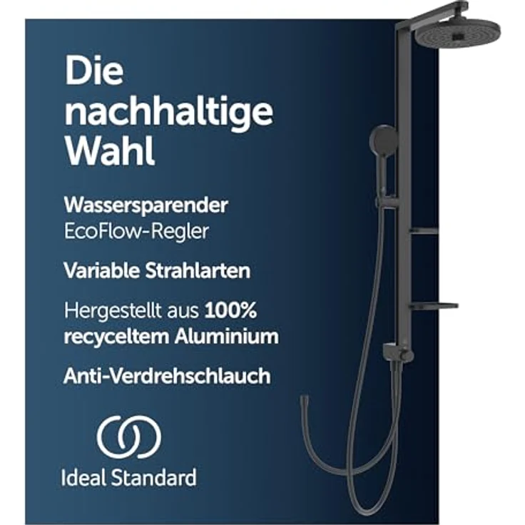 Ideal Standard Duschsystem Ceraflow Alu+, 110.40 cm, Multifunktionsbrause aus 84% recyceltem Aluminium, WRAS-zertifiziert – Bild 3