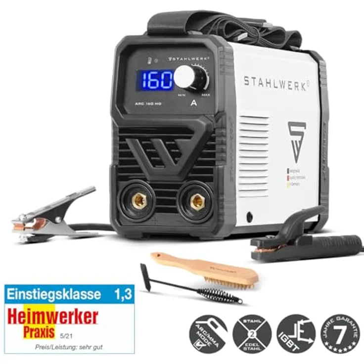 STAHLWERK ARC 160 MD, Elektroden Schweißgerät 160 A MMA E Hand und Lift TIG DC, IGBT-Inverterbauweise mit Hotstart und Anti-Stick-Funktion – Bild 2