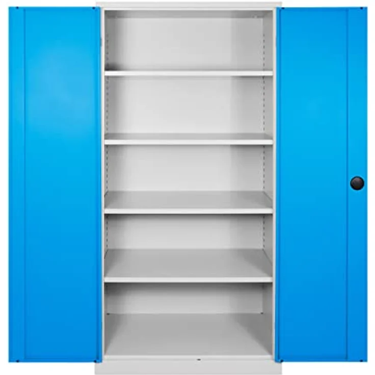 ADB Flügeltürenschrank 92x60x195 cm, Metallschrank mit 4 verstellbaren Fachböden, grau-blau, TÜV/GS geprüft – Bild 1