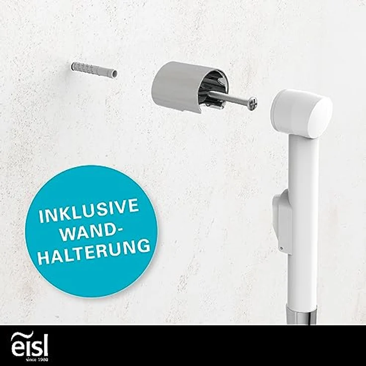 Eisl Duschbrause, Waschbeckenbrause (1 Strahlarten) in Weiß - Anti-Kalk-Düsen, flexibler Brauseschlauch, Universaladapter – Bild 4