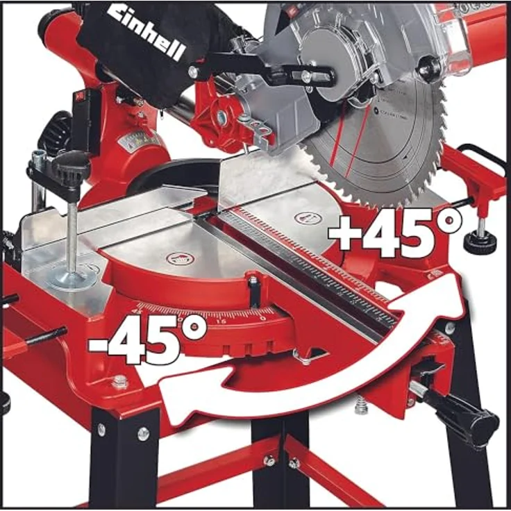 Einhell Zug-Kapp-Gehrungssäge TC-SM 2531-2 U (1900 W, 4.800 U-min, Ø254 x ø30 mm Sägeblatt, Laser, neigbarer Sägekopf, inkl. HM-Sägeblatt) – Bild 2