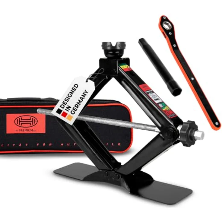 HEYNER® Scherenwagenheber MultiLift L PRO 2 t für VW ID.7 Gen 1 (2023–) – runder Sattel, 360° Gummiauflage, Hub 125–470 mm, 17 mm Ratsche, Standfuß 30×8 cm, bis −50 °C – Bild 1
