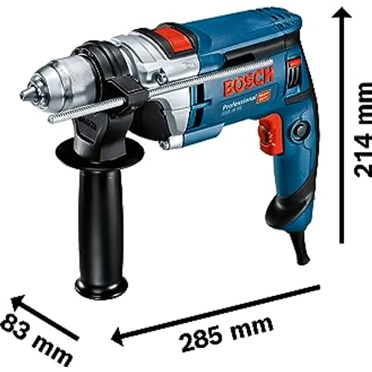 Bosch Professional GSB 16 RE Schlagbohrmaschine + Schnellspannbohrfutter 13 mm + Tiefenanschlag 210 mm + Zusatzhandgriff + Koffer (750 W) – Bild 4