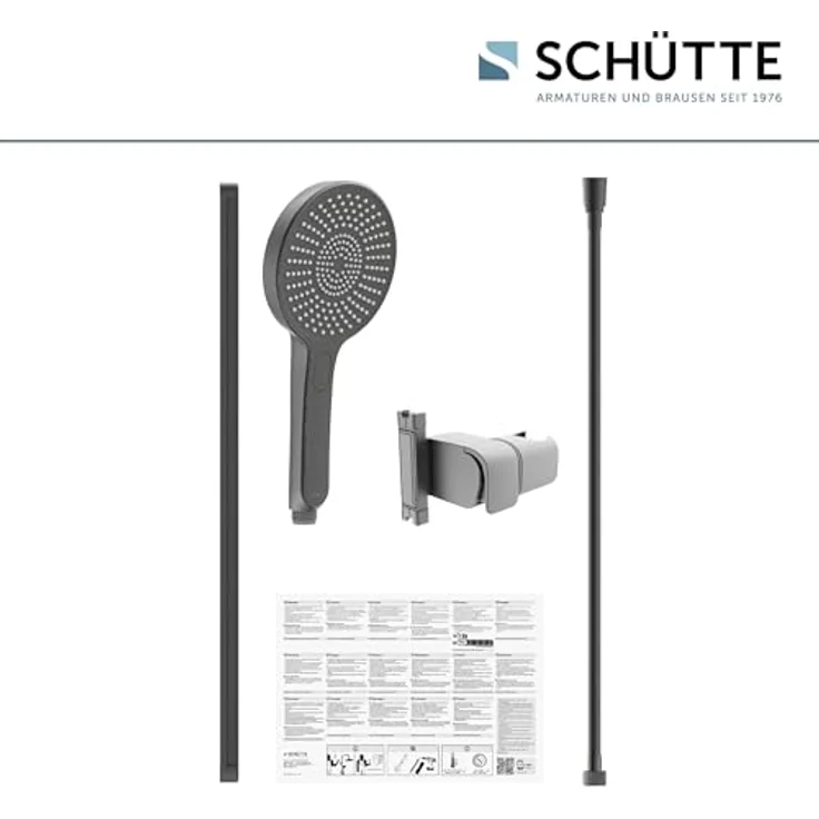 Schütte Stangenbrause-Set KARIBIK, Höhe 78,5 cm, 3 Strahlarten, höhenverstellbar, mit Antikalk-Beschichtung, wassersparend, schwarz matt – Bild 6