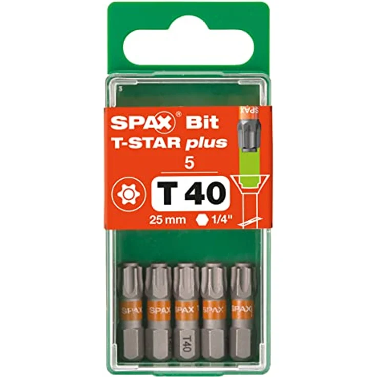 SPAX Sechsrund-Bit T 40 T-STAR plus, 25 mm, orange, 5 Stück – Bild 4