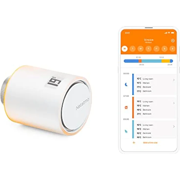 Netatmo Smartes Heizkörperthermostat NAV-FR, programmierbar mit Fernsteuerung und Sprachsteuerung, kompatibel mit Apple HomeKit, Alexa und Google Assistant