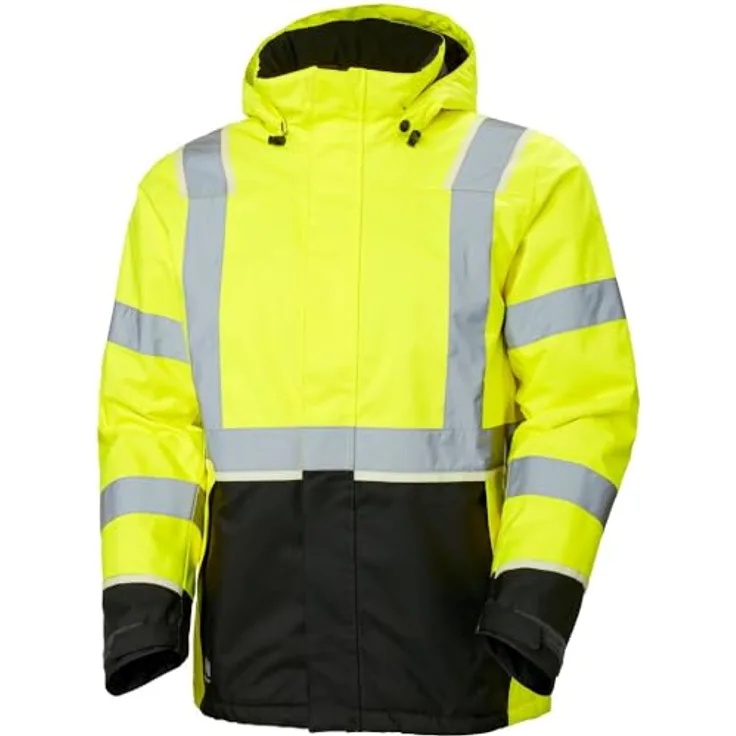 Helly Hansen workwear Arbeitsjacke Warn-Winterjacke gelb Größe XL mit abnehmbarer Kapuze und reflektierenden Details