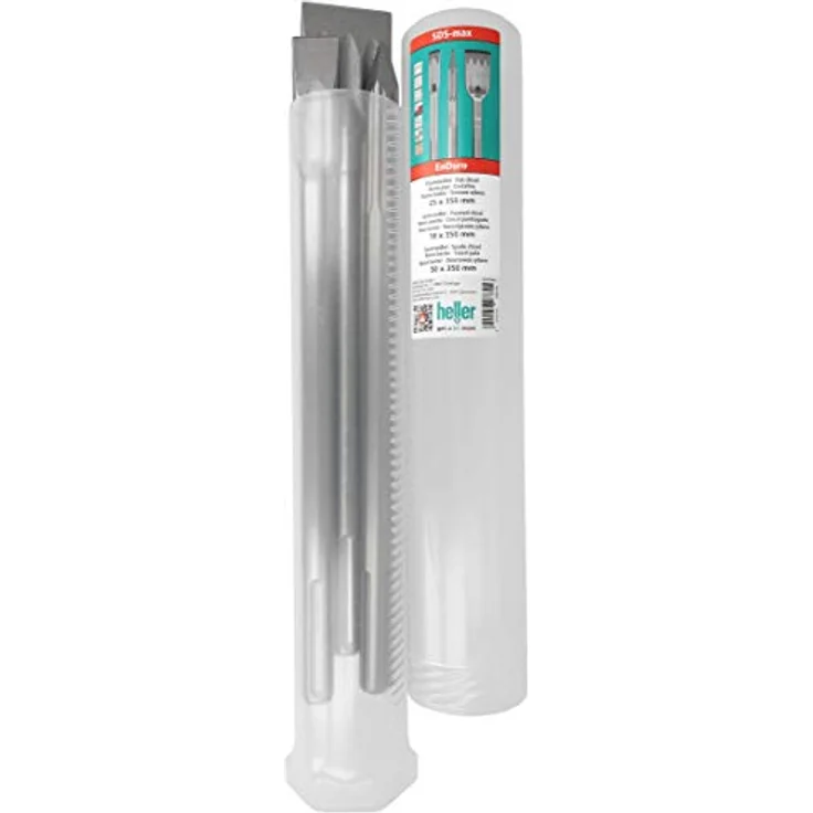 Heller Tools 1218 Enduro Meißel, SDS-plus, Spitz-/Flach-/Spatmeißel 350 mm, Set 3-tlg., Kunststoff-Röhre, beton, stein – Bild 1