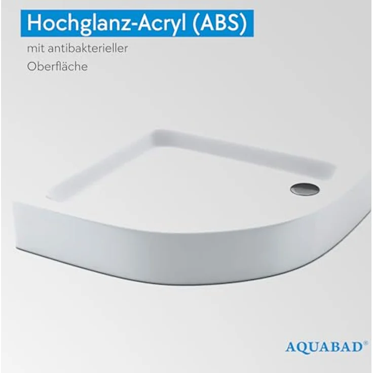 AQUABAD Forta Plus Duschwanne 90x90cm, Viertelkreis R55, Smooth White mit LeakProtect Technologie und Siphon Alcadran A49CR – Bild 4